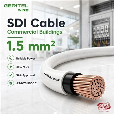 SAA Schválený 1,5 mm jednoduchý kábel s dvojitou izoláciou pre stavebné vedenie